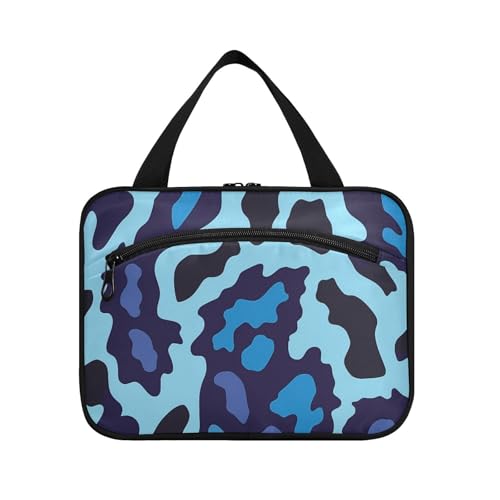 Blaues Leopardenmuster Hängesets für Herren mit Haken, niedliche Designer-Tasche mit Fächern für Reiseutensilien, Hotel, Porta, Kosmetika, Mujer para cartera L von KLL