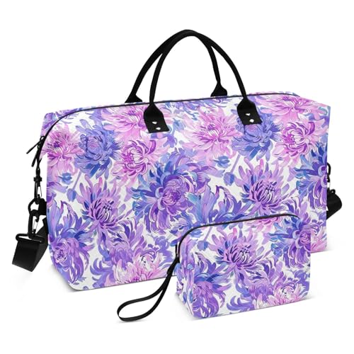 Bloom Flower Chrysantheme Adventure Lavender Dekorative Tragetasche und Gepäck Turnbeutel mit Kulturbeutel für Trekking Multifunktional Bolsa de Mano para ropa de von KLL
