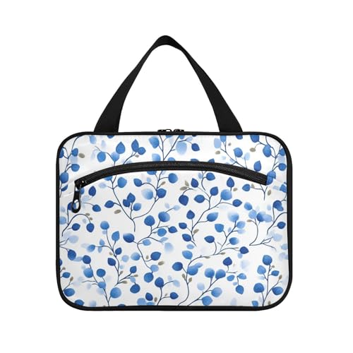 Blue Ditsy Toilettenartikel für Herren mit Haken, kompakte Designer-Tasche für Toilettenartikel, Reiseutensilien, Rucksackreisen, Größe L von KLL