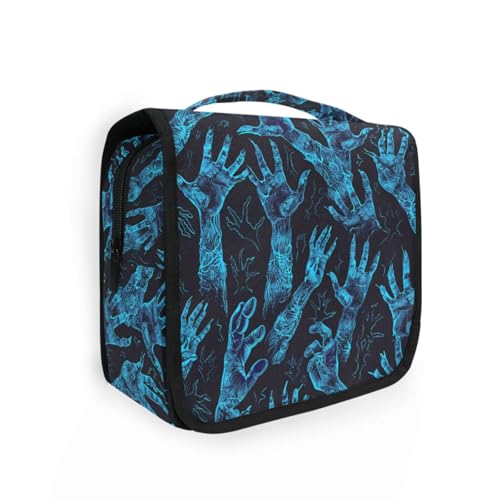 Blue Hands Reaching Out Kulturbeutel für Frauen mit Haken zum Aufhängen, multifunktionales Rasierset, Taschen für Herren, Rucksackreisen von KLL