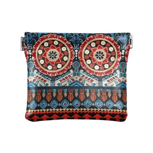 Bohemian Red and Blue Patterns Women Leather Cash Wallet Fancy Mini Purse Wallet for Women von KLL