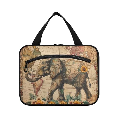 Boho-Kulturbeutel für Herren, Retro-Stil, Elefant, Sonnenblumen, zum Aufhängen, mit Haken, niedlicher Designer-Tasche für Männer für Frauen, Reisebad, Maleta para maquillaje L Boho-Kulturbeutel für Herren, Retro-Stil, Elefant, Sonnenblumen, zum Aufhängen, mit Haken, niedlicher Designer-Tasche für Männer für Frauen, Reisebad, Maleta para maquillaje L von KLL