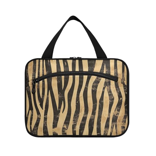Boho Vintage Simplified Animal Stripes Hanging Cosmetic Travel Bags for Women with Hook, Designer Essentials Bags for Men for Travel Essentials for Women Backpacking estuche para maquillaje L von KLL