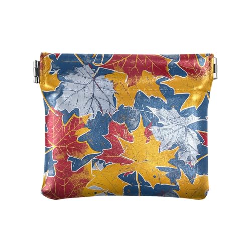 Bunte Ahornblätter-Geldbörse für Damen, klein, Leder, tragbar, Kartenhalter für Frauen von KLL