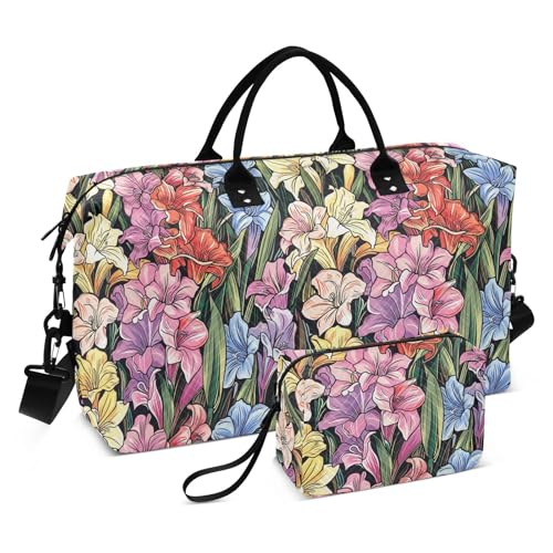Bunte Blumen, dekorative Handgepäcktasche, Wochenendtasche, Sporttasche, Turnbeutel mit verstellbarem Riemen zum Wandern, faltbar, Maletines para Mujer de von KLL