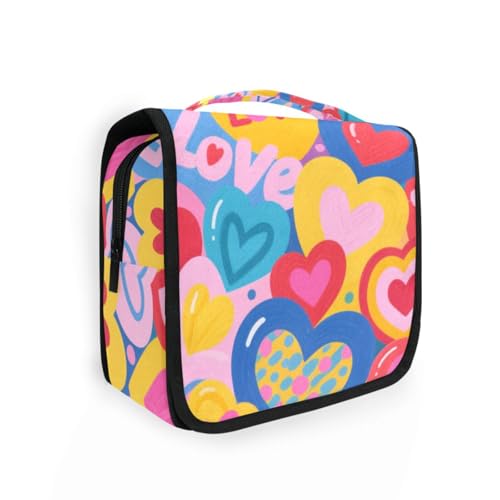 Bunte Cartoon-Herz-Liebe-Cutravel-Tragetasche für Damen, mit Haken zum Aufhängen, schicke Tasche für Make-up-Arbeit Bunte Cartoon-Herz-Liebe-Cutravel-Tragetasche für Damen, mit Haken zum Aufhängen, schicke Tasche für Make-up-Arbeit von KLL
