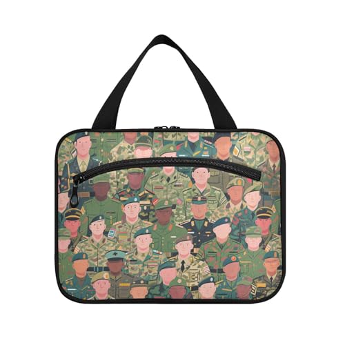 Bunte Cartoon-Soldaten-Armee-Hängetasche für Frauen mit Haken, Designer-Multifunktionstasche für Toilettenartikel für Frauen, ein Muss für Fitnessstudio, Bolsa de maquillaje para Mujer L von KLL