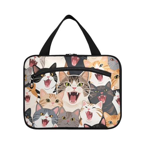 Bunte Cartoon-Tier-/Katzen-Medizintasche zum Aufhängen, für Reisen, mit Haken, Designer-Rasierset, Tasche für Männer und Männer, Reisen, Brochas, Maquillaje L von KLL