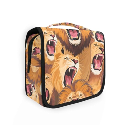 Bunte Cartoon-Tier-Löwen-Tasche für Herren, mit Haken zum Aufhängen, Essentials, Rasiertasche für Herren, Toilette Bunte Cartoon-Tier-Löwen-Tasche für Herren, mit Haken zum Aufhängen, Essentials, Rasiertasche für Herren, Toilette von KLL