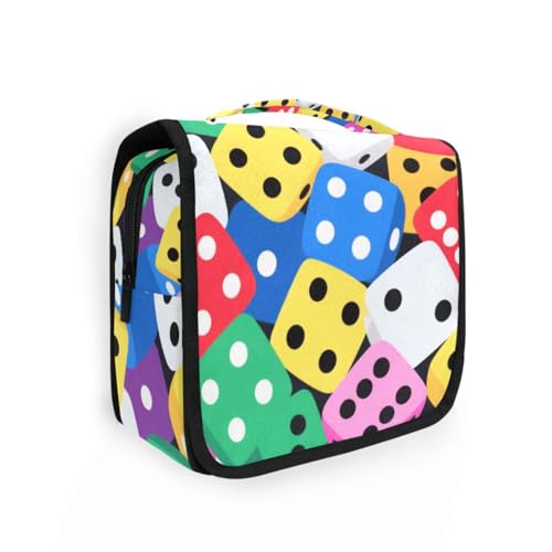 Bunte Cartoon-Würfel für Herren, Kulturbeutel mit Haken zum Aufhängen, niedliche Medizintasche, Rucksackreisen von KLL