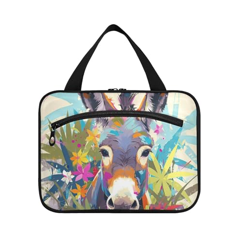 Bunte Esel ästhetische hängende Make-up-Reisetasche mit Haken, Designer-Kulturbeutel für Damen, ideal für Reisen, Bolso, Viajero para Mujer, L von KLL
