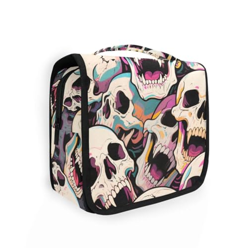 Bunte Kosmetiktasche mit Cartoon-Tierschädel für Damen, mit Haken zum Aufhängen, schicke Make-up-Tasche für Auto-Kreuzfahrten Bunte Kosmetiktasche mit Cartoon-Tierschädel für Damen, mit Haken zum Aufhängen, schicke Make-up-Tasche für Auto-Kreuzfahrten von KLL