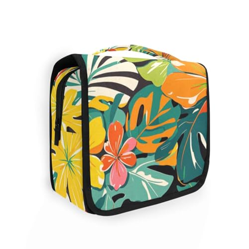 Bunte Sommer-Kosmetiktasche mit hawaiianischen Blumen für Damen mit Haken zum Aufhängen, niedliche Taschen für Toilettenartikel, Reisen von KLL