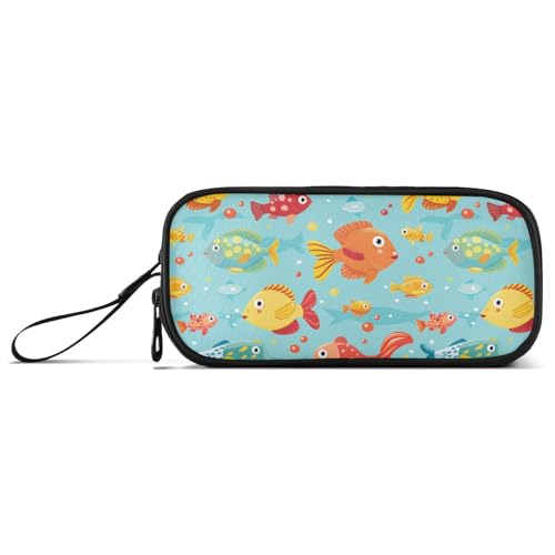 Buntes Fisch-Nylon-Federmäppchen, große Kapazität, Federmäppchen für Kinder, Schreibwaren-Tasche für Mittelschule, Teenager von KLL