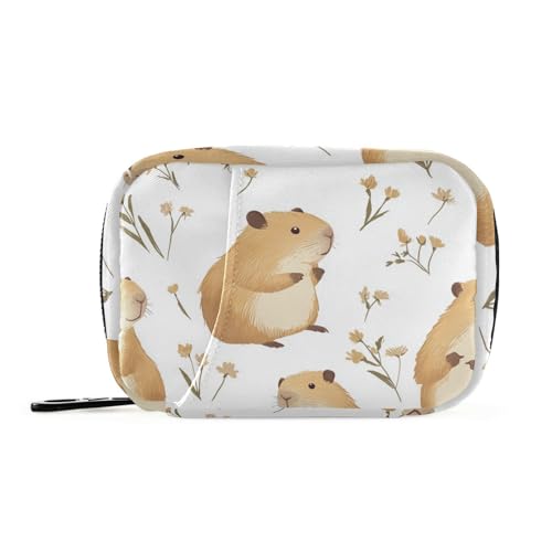 Capybara süße weiße Cartoon-Medikamententasche mit abnehmbaren Fächern, tragbare Reise-Pillendose für die Handtasche von KLL