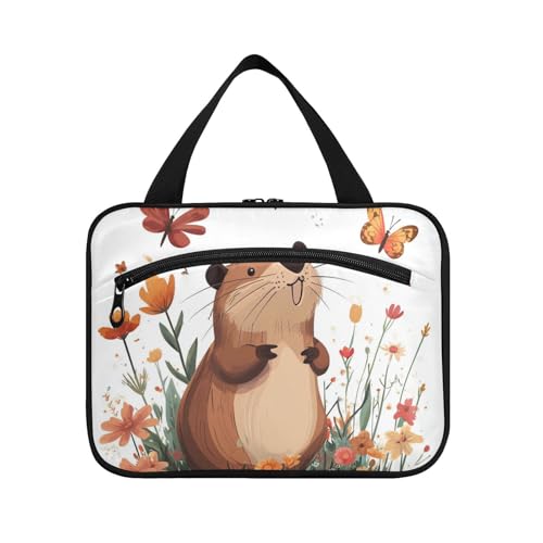 Cartoon-Biber-Hängetaschen für Frauen mit Haken, Designer-Modekoffer für Toilettenartikel für Reisen, Muss, Camping, Maleta para maquillaje L von KLL