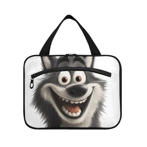 Cartoon-Kultur-Set mit lustigem Wolf, zum Aufhängen, mit Haken, Designer-Make-up-Tasche mit großem Fassungsvermögen, für Herren, Camping, Bolsa de maquillaje para Mujer L von KLL