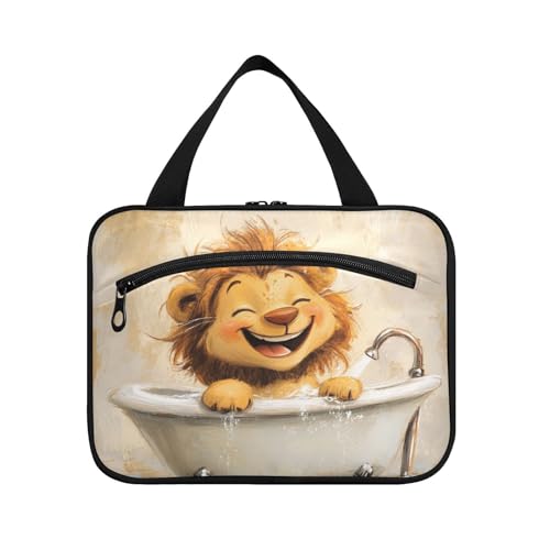 Cartoon-Löwen-Badewanne, zum Aufhängen, Reisegröße, Toilettenartikel für Herren, mit Haken, waschbar, Designer-Kulturbeutel für Erwachsene, Toilettenartikel, Bolso, Viajero para Mujer, L von KLL