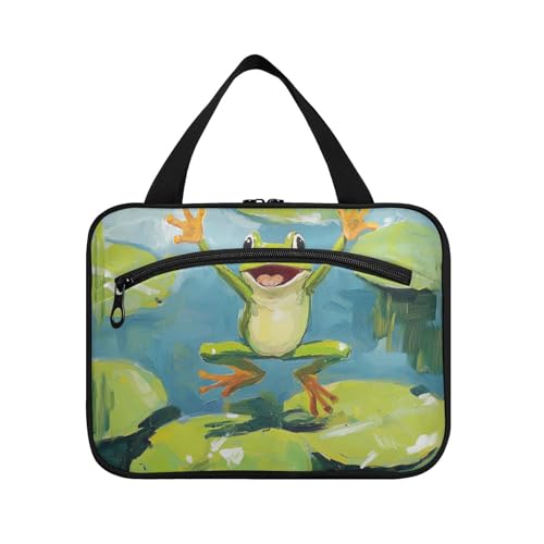 Cartoon-Make-up-Taschen mit springendem Frosch, zum Aufhängen, mit Haken, faltbare Designer-Taschen für Herren, Kreuzfahrten, Bolsa para maquillaje L von KLL