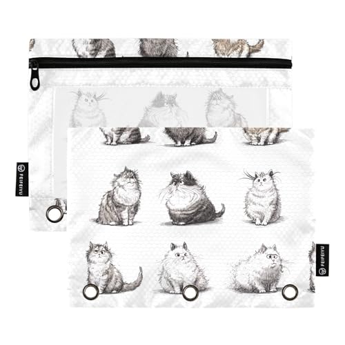 Cartoon Selkirk Rexcats weiße Ringe Ordentaschen weichen Federmäppchen für Ordner 3 Ringe mit Ordnerloch für Bürobedarf von KLL