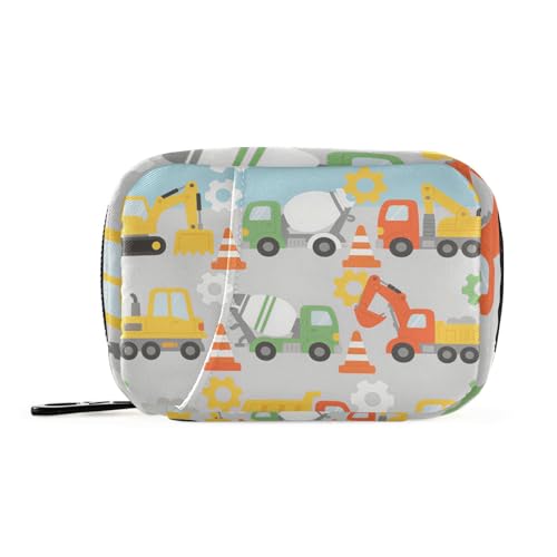 Cartoon-Technik-Fahrzeug-Medizin-Tasche für Geldbörse mit abnehmbaren Fächern, tragbarer Pillen-Organizer, 2 mal täglich für Geldbörse von KLL
