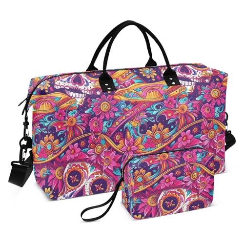 Cinco De Mayo Carnival of the Dead Dekorative Persönliche Gegenstände Reisetasche Gym Seesack mit Kulturbeutel für Trekking 2-teiliges Set Bolsa de Gym Para Mujer von KLL