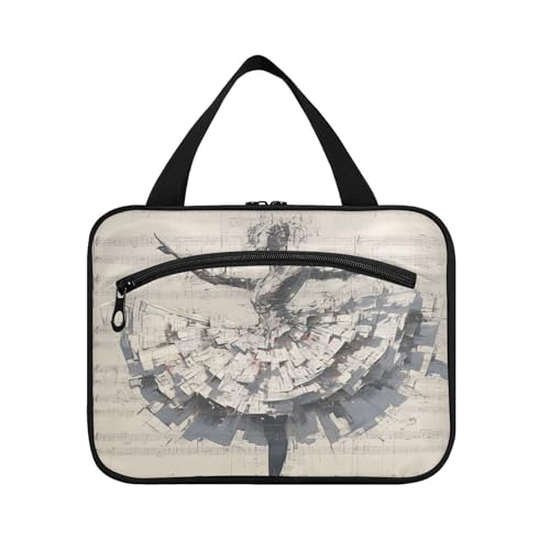 Collage Art Style Ballerinas White Sheet Music Score Hanging Item Travel Bag with Hook, Designer Fashion Bag with compartments for Travel Accessories for Women Trip Bolso de para Mujer L von KLL