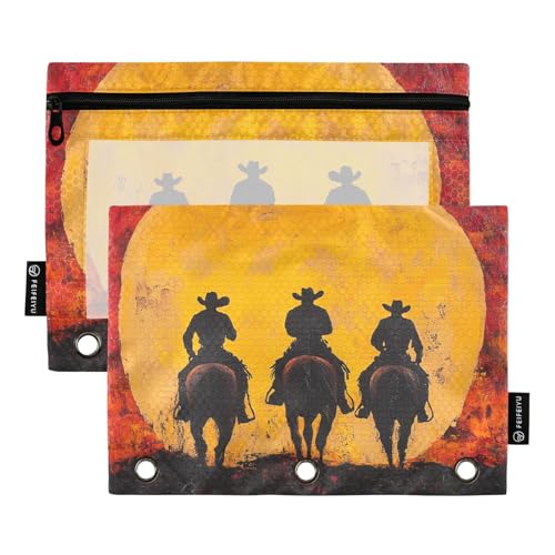 Cowboy Sunset Binder Pocket Folders Fabric Pencil Case for 3 Rings Binders Case with Three Rings for Office Ofhce Supplies von KLL