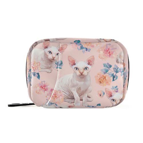 Cute Devon Rex Cats Blush Medikamententasche für Reisen mit abnehmbaren Fächern Wiederverwendbare Pillendose für Handtasche von KLL
