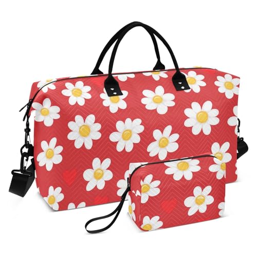 Daisy Crimson Valentine's Dekorative Wochenend-/Übernachtungstasche mit verstellbarem Riemen für Trekking, faltbar, Bolso Viajero para Mujer von KLL