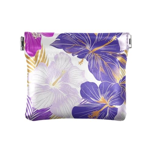 Damen-Geldbörse aus Leder, mit Blumenmuster, Violett von KLL