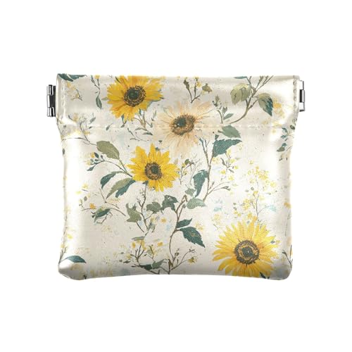 Damen-Geldbörse aus Leder mit Sonnenblumen-Blumen, praktische Make-up-Tasche für Männer und Frauen auf Reisen von KLL