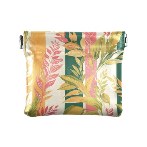 Damen-Geldbörse aus Leder mit rosa-grünem Streifenmuster, ausgefallener Schmuck-Organizer für Frauen von KLL