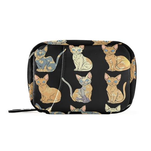 Devon Rex Cats Ästhetische Reisetasche in Schwarz mit herausnehmbaren Fächern, praktischer medizinischer Schubladen-Organizer für Geldbörse von KLL