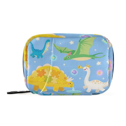 Dinosaurier-Medikamentenaufbewahrungstasche mit orangefarbenen Tulpen, mit abnehmbaren Fächern, praktische Tabletten-Organizer für Brieftasche von KLL