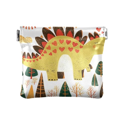 Doodle-Stil Cartoon Dinosaurier Herzförmige Frauen Leder Bargeld Geldbörse Fancy Card Cases Geld Organizer für Männer Frauen Reisen von KLL