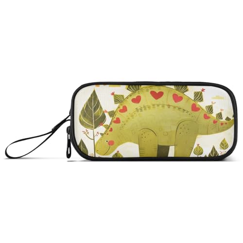 Doodle-Stil Cartoon Dinosaurier Herzförmige Nylon Federmäppchen für Mädchen Große Kapazität Federmäppchen für Mädchen Schule Schreibwaren für adrette Schulkinder von KLL