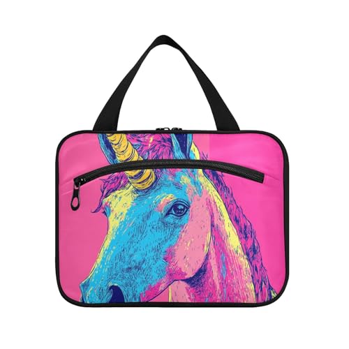 Einhörner hängende Reisetasche für Toilettenartikel mit Haken, Designer-Make-up-Organizer-Tasche für Reisende, Camping, estuche de maquillaje para Mujer L von KLL