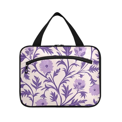 Elegante Reise-Make-up-Tasche mit Lavendel-Blumenmuster für Frauen mit Haken, Designer-Essentials Rasierset, Tasche für Männer für Erwachsene, Arbeit, Bolso de para Mujer L von KLL