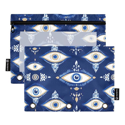 Evil Eye Magic Blue Binder Pocket Pencil Case for Rings Binder Folders with 3 Rings for Student Stationery Supplies von KLL