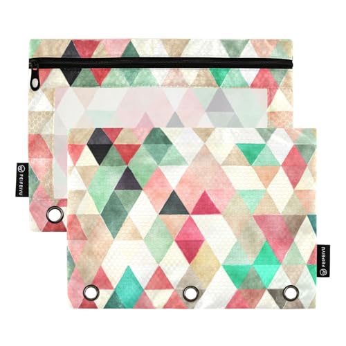 Fashion Geometrie Trend (32) Federmäppchen Ringe Binder Einsatz für Ordner 3 Ringe mit Reißverschluss für Kinder Ofhce Supplies, Modischer Geometrie-Trend (32), 1 sizex2, Cartoon von KLL