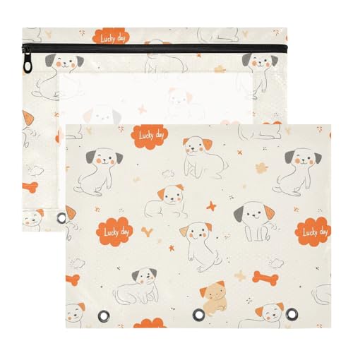 Federmäppchen, transparent, für A4-Papier, Briefe, 2 Stück, Lehrer, Kunstbedarf, Aufbewahrung, niedliche Cartoon-Hunde von KLL