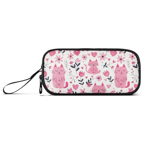 Federmäppchen für Kinder, Motiv: Katzensafari, pfirsichfarben, Nylon, großes Fassungsvermögen, Federmäppchen für College, Schreibwaren, Tasche für Büro, Teenager von KLL