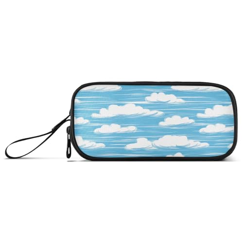 Federmäppchen für Kinder, hohe Kapazität, Federmäppchen für College, Schreibwaren, Organizer für College, Lehrer, Himmelblau und reinweiß, Streifenmuster von KLL