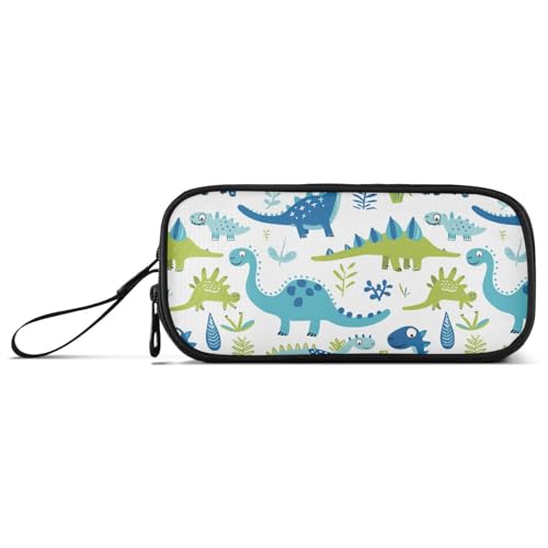 Federmäppchen mit Dinosaurier-Motiv, Nylon, hohe Kapazität, großes Federmäppchen mit Reißverschluss, Schreibwaren-Tasche für Mittelschule, Damen, Blau von KLL