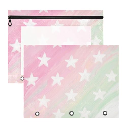 Federmäppchen mit Reißverschluss, Aufbewahrungstasche für A4-Papier, Briefe, 2 Stück, Studenten, Klassenzimmer, Rosa-Grün, Farbverlauf von KLL