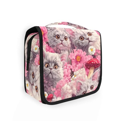 Fierce Selkirk Rex Cats Realistischer Stil Herren Reise-Kulturbeutel mit Haken zum Aufhängen, kompakte Kulturtasche zum Aufhängen auf Reisen Fierce Selkirk Rex Cats Realistischer Stil Herren Reise-Kulturbeutel mit Haken zum Aufhängen, kompakte Kulturtasche zum Aufhängen auf Reisen von KLL