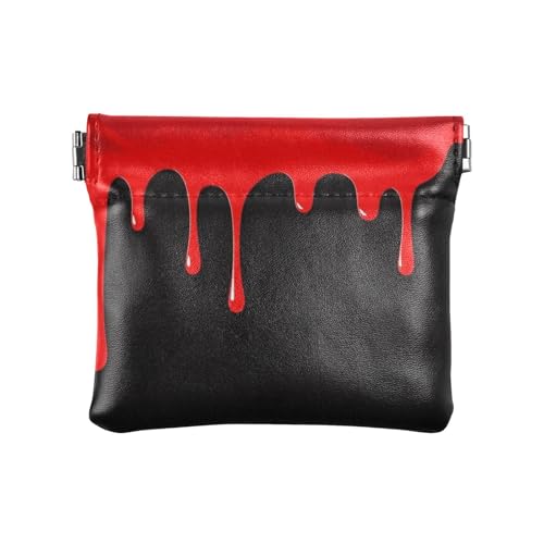 Fließendes Pigment Rot Schwarz Kunst Damen Kleine Leder Kleingeld Geldbörse Tragbare Mini Make-up Tasche für Frauen Jungen Mädchen von KLL