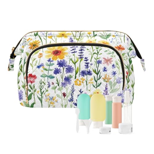 Floral Dahlia Lavendel Rosmarin Weiß Make-up Taschen wasserdichte Make-up Taschen für Frauen Schlüssel-Organizer Karte Schmuck, 1 Größe, 1 Size, 1 size von KLL