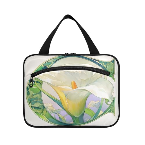 Floralmorphic Herren-Kulturbeutel zum Aufhängen, Buchstabe C, Calla-Lilie, Bleistift-Stil, mit Haken, Designer-Make-up-Tasche für Reisen, Zubehör für Damen, Hotel, Bolsa para maquillaje L von KLL